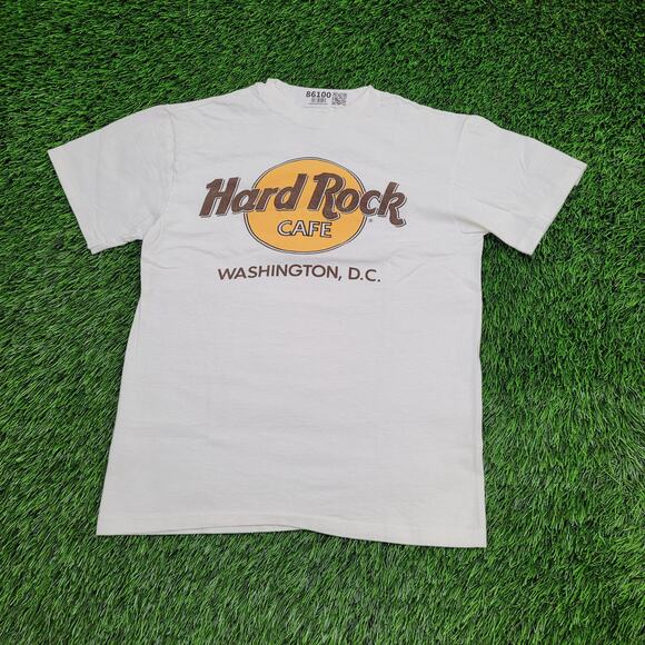 Vintage 90s Hard-Rock Cafe Washington Shirt Womens Large 16x22 White - Picture 1 of 13
